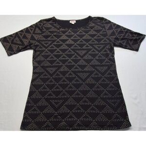 Lularoe women's black w/gold triangle design stretchy dressy blouse top sz 2XL